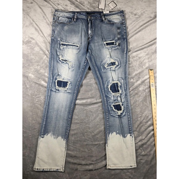 RUE 21 Mens Supreme Flex Skinny Distressed Denim Jeans Pants 42x34 NWT - Picture 1 of 6